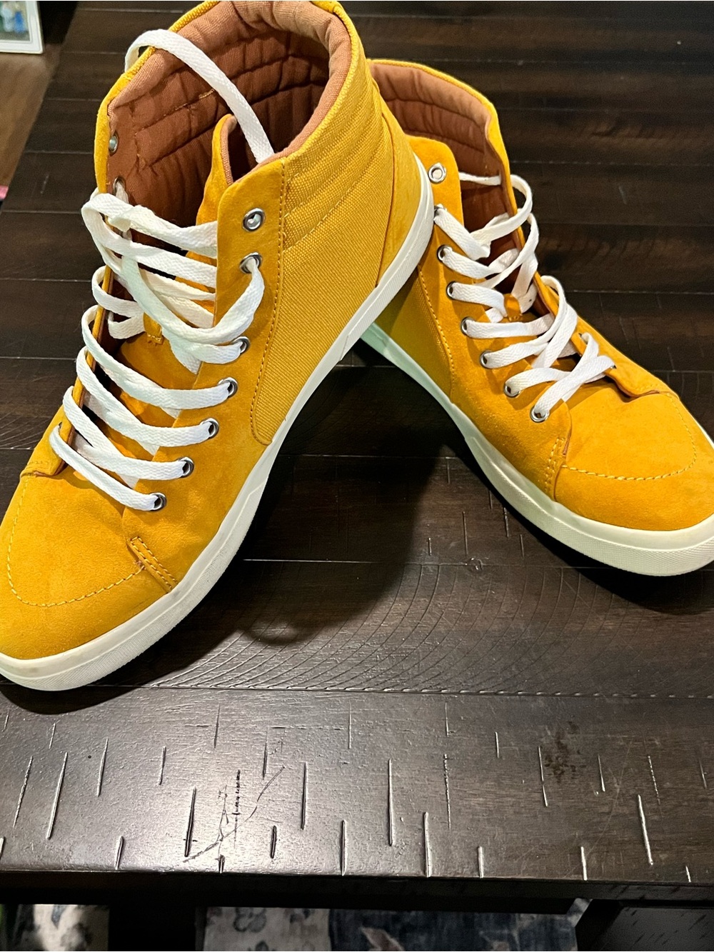 SUN STONE Mens Jett Round Toe Platform Athletic Sneakers Mustard Yellow | 12M